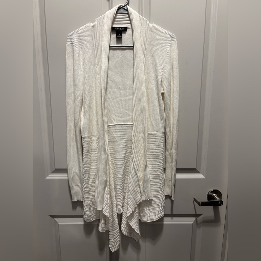 White House Black Market Women’s Medium White Open Front Cardigan